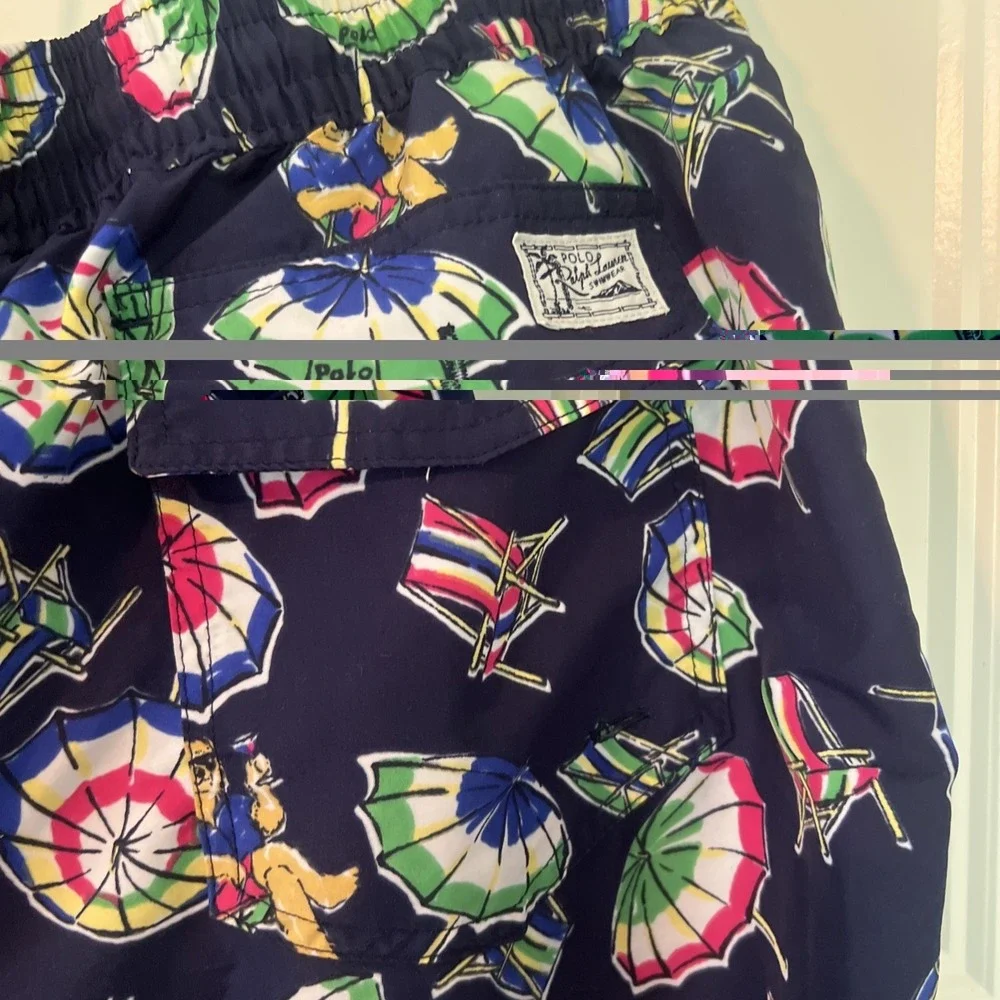 Polo‎ Ralph Lauren Swim Trunks Mens XL Navy Beach Umbrella Mesh Lined Pull On